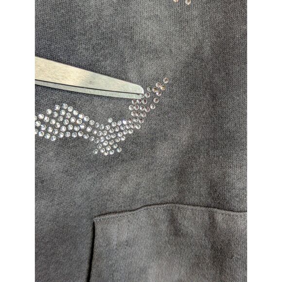 NWT GHOST Band Zip Up Hoodie Jacket Sz M Gray Patches Bat Embellished Hoy Topic - Picture 6 of 10